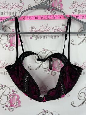 La SENZA bra Lacie Black & Deep Magenta Lace Underwire Bra with Bow Accents